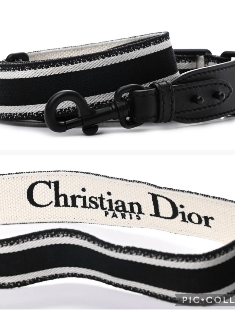 Authentic Dior canvas embroidered shoulder strap with black ultramatte hardware